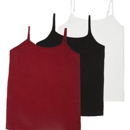 MTB Girls Pack of 3 Maroon & Black Solid Camisoles-picture-52