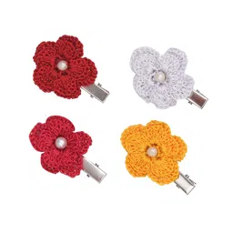 FUNKRAFTS Girls Set of 4  Red & White Crochet Alligator Hair Clip-13