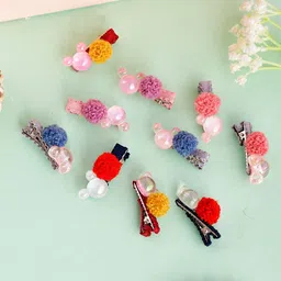 Silvermerc Designs Girls Set of 10 Multicoloured Embellished Alligator Hair Clips-33