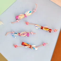 Silvermerc Designs Girls Set Of 4 Multicoloured Embellished Bow Alligator Hair Clip-4