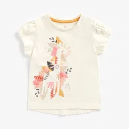 mothercare Girls Cream-Coloured Printed Pure Cotton T-shirt-image-11