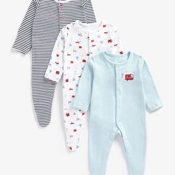 mothercare Boys Pack of 3 Printed Pure Cotton Full Sleeves Sleepsuits-picture-16