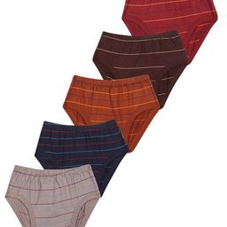 YELLOWDELIGHT Girls Pack of 5 Striped Cotton Hipster Briefs-image-36