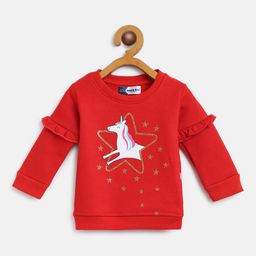 Moms Love Girls Red & White Unicorn & Star Print Sweatshirt-picture-14