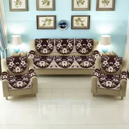 BIGGER FISH Coffee Brown Cotton Sofa Cover With Arms-image-62