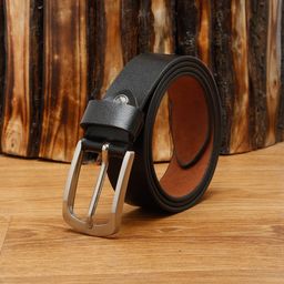 MUTAQINOTI Men Black Leather Formal Belt-image-37