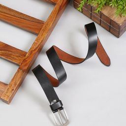 MUTAQINOTI Men Black Leather Formal Belt-image-90