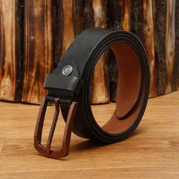 MUTAQINOTI Men Black Leather Formal Belt-image-46