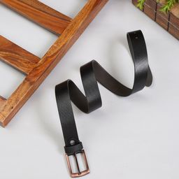 MUTAQINOTI Men Black Textured Leather Formal Belt-image-47