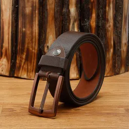 MUTAQINOTI Men Brown Textured Leather Formal Belt-image-50