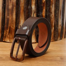 MUTAQINOTI Men Brown Solid Leather Formal Belt-image-62