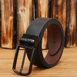 LOUIS STITCH Men Black Textured Leather Formal Belt-image-58