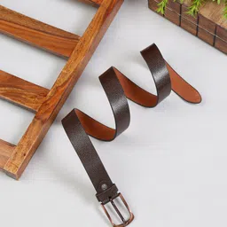 MUTAQINOTI Men Brown Textured Leather Formal Belt-image-40