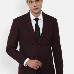 Louis Philippe Men Maroon Solid Single-Breasted Slim-Fit Formal Blazer-picture-7