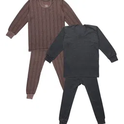 VIMAL JONNEY  Infant Pack of 2 Self Striped Cotton Thermal Sets-24