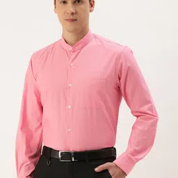 Peter England Slim Fit Band Collar Full Sleeves Self Design Formal Shirt-image-37