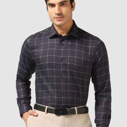 Blackberrys India Slim Checked Cotton Spread Collar Slim Fit Opaque Formal Shirt-picture-13