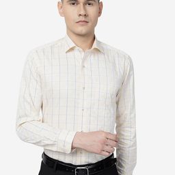 METAL Slim Fit Windowpane Checks Checked Pure Cotton Formal Shirt-image-42