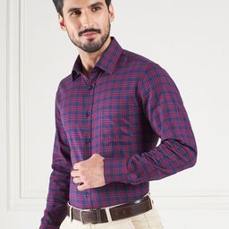 LOUIS STITCH Comfort Tartan Checks Opaque Cotton Formal Shirt-picture-0
