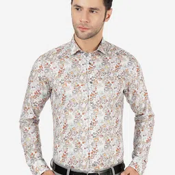 JB STUDIO Slim Fit Floral Printed Cotton Formal Shirt-image-93