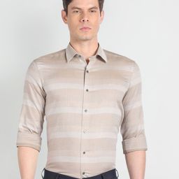 Arrow New York Slim Fit Horizontal Stripes Twill Cotton Formal Shirt-picture-47