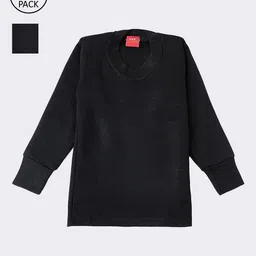 Lux Cottswool Boys Pack Of 2 Black Solid Cotton Thermal Tops-picture-15