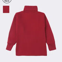 Lux Cottswool Boys Pack Of 2 Maroon Solid Thermal Tops-picture-29