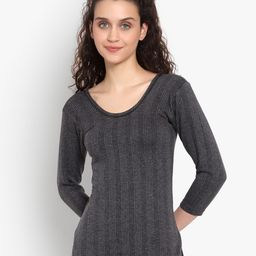 SKY HEIGHTS Women Grey Striped Cotton Thermal Tops-image-74