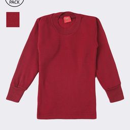 Lux Cottswool Boys Pack Of 2 Maroon Solid Cotton Thermal Tops-image-54