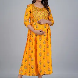 KASHEEDA Floral Printed Maternity A-Line Dress-38
