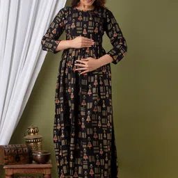 Mialo fashion Ethnic Motifs Printed Cotton Maternity Ethnic Dress-picture-55