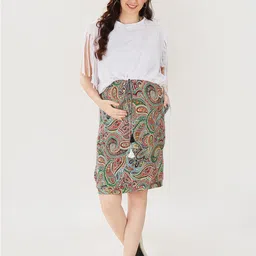 Mom For Sure by Ketki Dalal Multicoloured Floral Fringed Maternity Sheath Dress-image-99