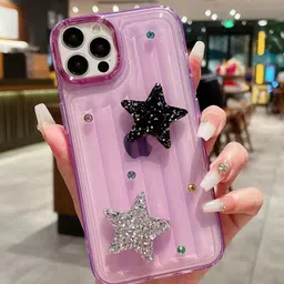 Luxury Kase LK119 Geometric Printed iPhone 13 Pro Crystal Clear Bling Star Case Back Case-image-81