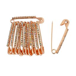 VAMA Set Of 12 Rose Gold-Plated Rhinestone Studded Safety Saree Pins-image-15