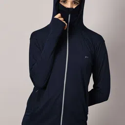 BLUE TYGA Women Hooded Solid Antimicrobial Sunscreen UPF 50+ Jacket 2.O-16