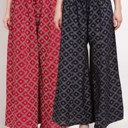 GRACIT Women Maroon & Navy Blue Set Of 2 Embellished Flared Knitted Palazzos-picture-43