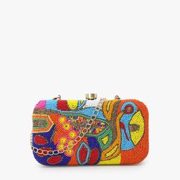 Anekaant Gold-Toned & Blue Embroidered Clutch-image-5