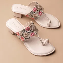 Ozuri Embellished One Toe Block heels-5