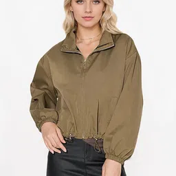 JC Mode Women Mock Collar Solid Casual Biker Jacket-50