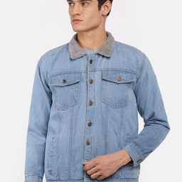 VOXATI Men Blue Washed Denim Jacket with Embroidered-image-87