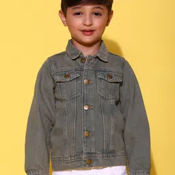 TALES & STORIES Boys Washed Pure Cotton Crop Denim Jacket-picture-58