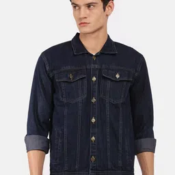 VOXATI Men Cotton Spread Collar Denim Jacket-image-96