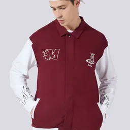 Maniac Spread Collar Cotton Varsity Jacket-image-97
