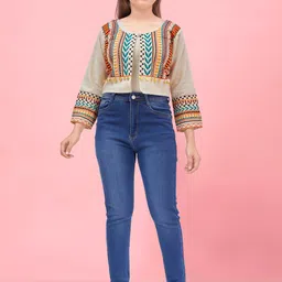 BAESD Girls Ethnic Motifs Embroidered Cotton Ethnic Jacket-image-89