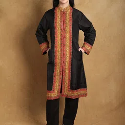 Exotic India Women Longline Tailored Jacket with Embroidered-image-67