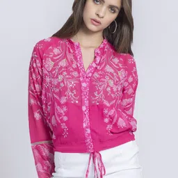 SHAYE Women Floral Lightweight Crop Tailored Jacket with Embroidered-43