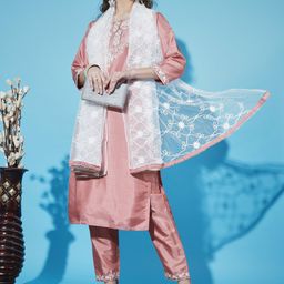 VredeVogel Ethnic Motifs Yoke Design Regular Thread Work Kurta with Trousers & Dupatta-picture-10