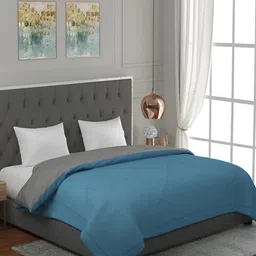 RF RELAXFEEL Grey & Blue Geometric Heavy Winter 233 GSM Single Bed Quilt-image-46