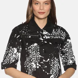 KULTPRIT Abstract Printed Lightweight Crop Tailored Jacket-22
