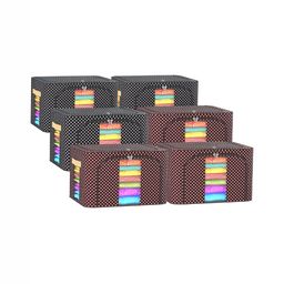 Kuber Industries Black & Brown 6 Pieces Printed Regular Waterproof Drawer Organisers-17